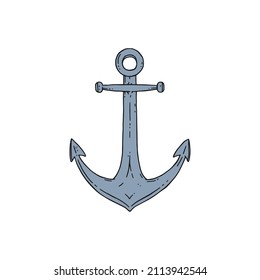 ilustración aislada del esbozo del dibujo del doodle del vector de anclaje.