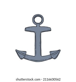 anchor vector doodle sketch outline isolated illustration.