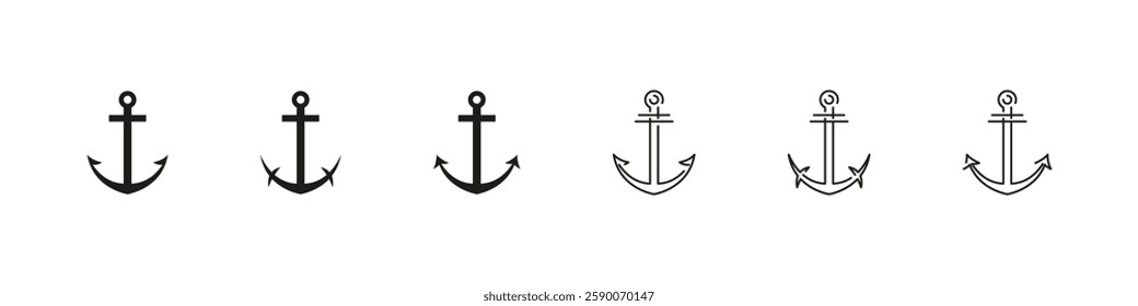 Anchor vector flat and outline icons