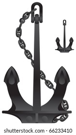 Anchor in vector, Hall's improved stockless anchor, symbol, illustration, vessel, nautical, tattoo, sign, military, ship, icon, sailing, woodcut, black, sea