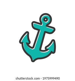 Anchor vector Helps to relax in summer Beach trip concept.