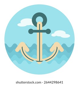 Anchor vector icon. Beach. Summer. Marine. Summertime. Vacation, eps 10