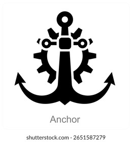 Diseño de concepto de icono de Vector de anclaje