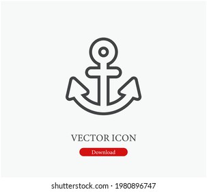 Anchor vector icon. Editable stroke. Symbol in Line Art Style for Design, Presentation, Website or Apps Elements, Logo. Pixel vector graphics - Vector