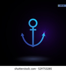 Anchor. Vector icon. Graphic symbol for web design, logo. Isolated sign on a black background.