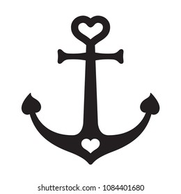 Anchor vector icon helm heart logo boat Nautical maritime valentine ocean sea illustration symbol graphic