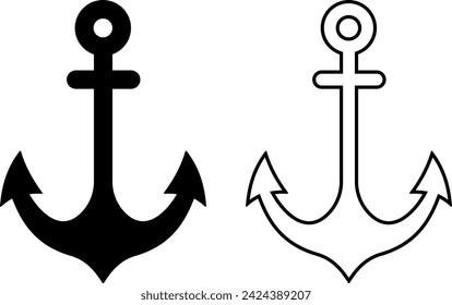 anchor vector icon logo. black outline isolated white background