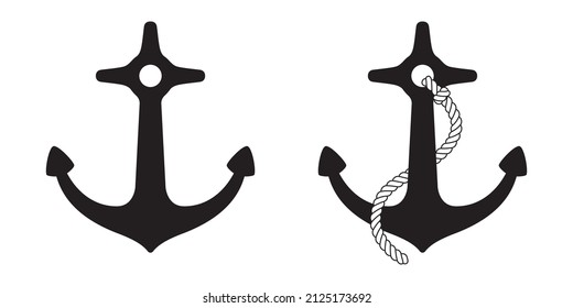 Anchor vector icon logo boat helm symbol pirate Nautical maritime simple illustration graphic doodle design isolated