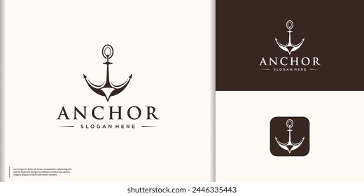 Anchor vector icon logo boat symbol pirate helm Nautical maritime simple graphic doodle design