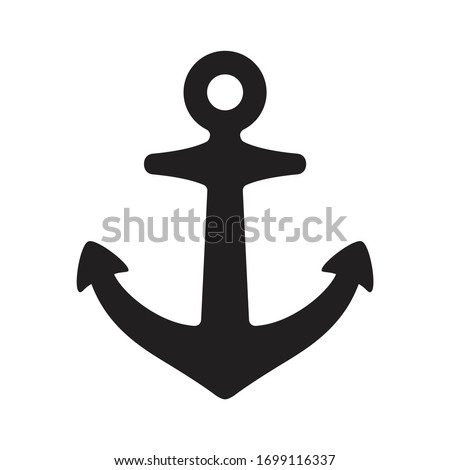 Anchor vector icon logo boat symbol pirate helm Nautical maritime simple illustration graphic doodle black design