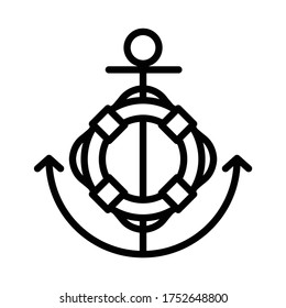 Anchor vector icon logo helm boat symbol pirate Nautical maritime simple cartoon illustration doodle graphic design