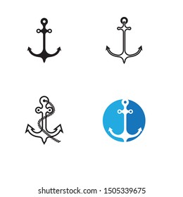 Anchor vector icon logo Nautical maritime sea ocean boat illustration symbol