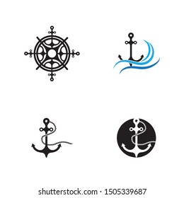 Anchor vector icon logo Nautical maritime sea ocean boat illustration symbol