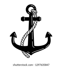 Anchor Vector Icon Logo Rope Boat Pirate Helm Maritime Nautical Illustration Symbol Graphic