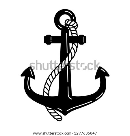 Anchor vector icon logo rope boat pirate helm maritime Nautical illustration symbol graphic