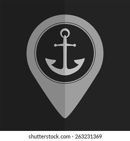 Anchor vector icon - map pointer. Flat design