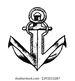 Anchor Vector Icon Minimal Line Art Drawing 