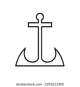 Anchor Vector Icon Minimal Line Art Drawing 