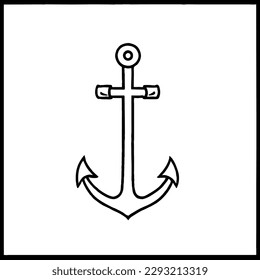 Icono del vector de anclaje Dibujo de líneas mínimo 