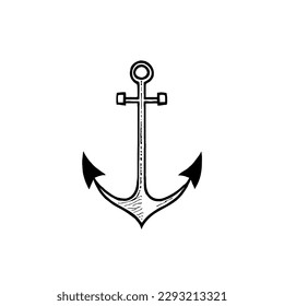 Anchor Vector Icon Minimal Line Art Drawing 