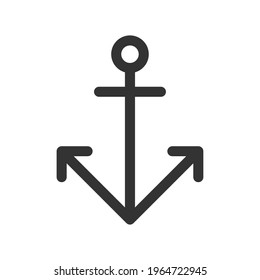Icono de vector de anclaje. Símbolo marino naval. Logo de la vela y del cartel marítimo. Forma de silueta aislada sobre fondo blanco.