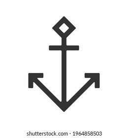 Anchor vector icon. Naval marine symbol. Sailing and maritime sign logo. Silhouette shape isolated on white background.