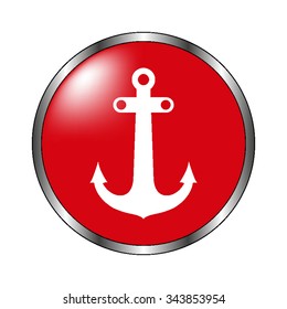 Anchor - vector icon on  the red button