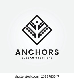 Anker-Vektorsymbol Piratenboot Logo Helm Nautical Maritime einfache grafische Symbole