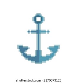 Anchor vector icon. Pixel art. 8 bit logo for game. eps10