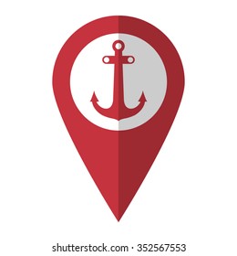 Anchor - vector icon; red map  pointer