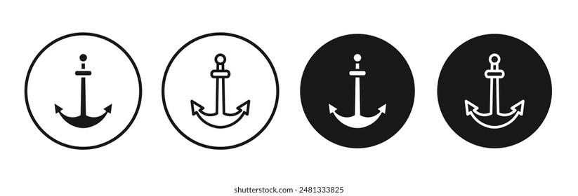 Anker Vektorgrafik Icon Set Schwarz gefüllt und umrissen Stil.