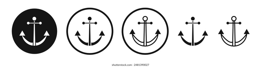 Anchor vector icon set in black and white color.