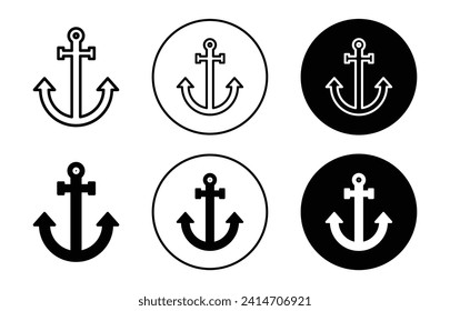 Anchor vector icon set collection. Anchor Outline flat Icon.
