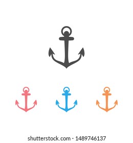 Anchor vector icon set logo Nautical maritime sea ocean boat illustration 