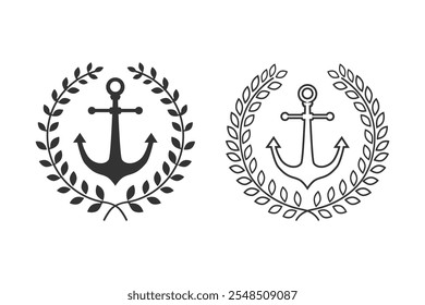 Anchor vector icon set logo Nautical maritime sea ocean boat illustration 