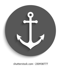 Anchor - vector icon with shadow on a round grey button