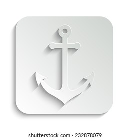 Anchor  - vector icon with shadow on a grey button