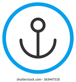 Anchor vector icon. Style is bicolor flat symbol, blue and gray colors, rounded angles, white background.