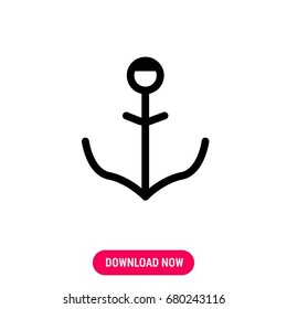 Anchor vector icon, The symbol of vessel's anchor. Simple, modern flat vector illustration for mobile app, website or desktop app  