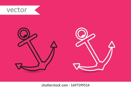 Anchor vector icon, symbol. White and black vector desgin. Modern, simple flat vector illustration for web site, mobile app or poster design.