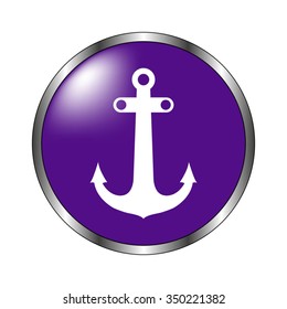 Anchor - vector icon; violet button