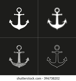 Anchor   vector icon. White illustration isolated on black background for graphic and web design.