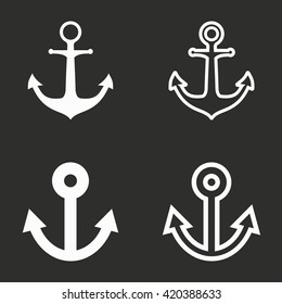 Anchor   vector icon. White illustration isolated on black background for graphic and web design.