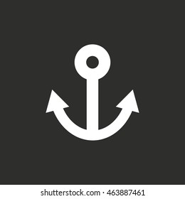 Anchor vector icon. White illustration isolated on black background for graphic and web design.