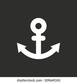 Anchor vector icon. White illustration isolated on black background for graphic and web design.