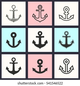 Anchor vector icons set. Illustration isolated for graphic and web design.