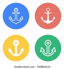 Anchor vector icons set. White illustration isolated for graphic and web design.