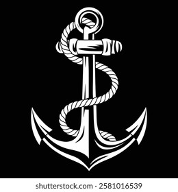 Anchor vector illustration, Anchor Artwork with Rope Design