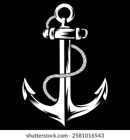 Anchor vector illustration, Anchor Artwork with Rope Design