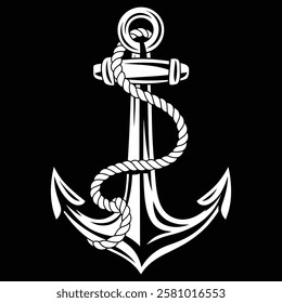 Anchor vector illustration, Anchor Artwork with Rope Design